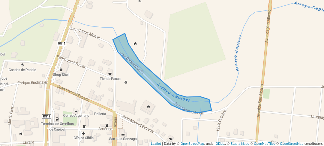 walking in Costanera de Capioví map in Capiovi