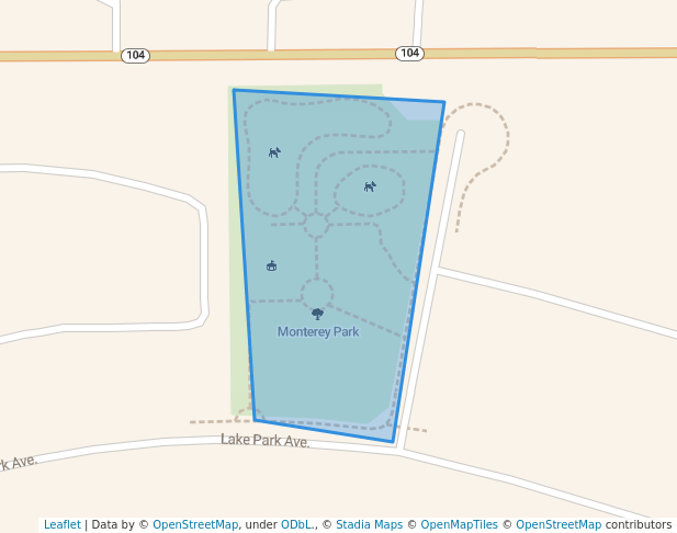 walking in Monterey Park map in Galt