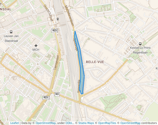 walking in Park Belle Vue map in Leuven