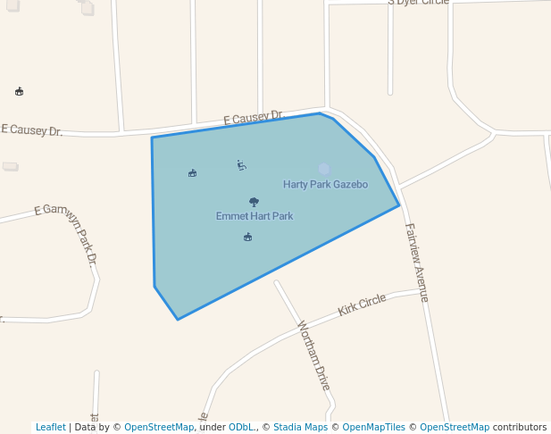 walking in Emmet Hart Park map in Greenville