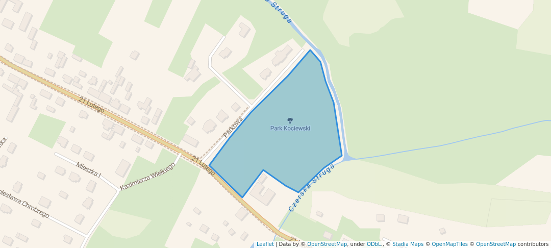 walking in Park Kociewski map in Czersk