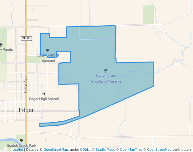 walking in Scotch Creek Woodland Preserve map in Edgar