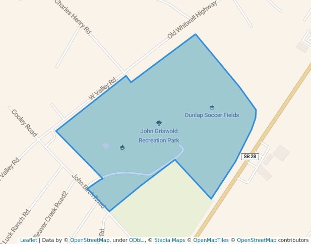walking in John Griswold Recreation Park map in Dunlap
