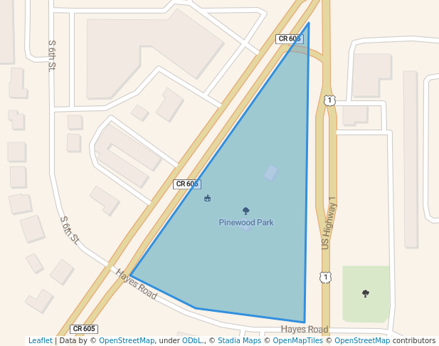 walking in Pinewood Park map in Fort Pierce