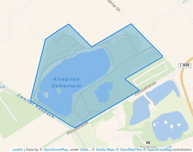 walking in Kiesgrube Delkenheim map in Wiesbaden