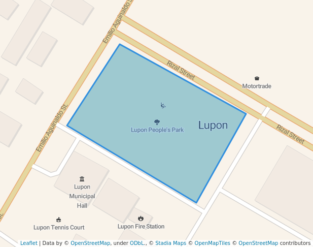 walking in Lupon People's Park map in Lupon