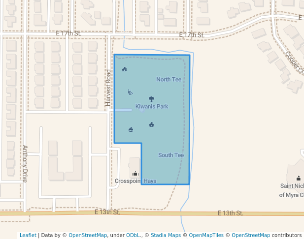 walking in Kiwanis Park map in Hays