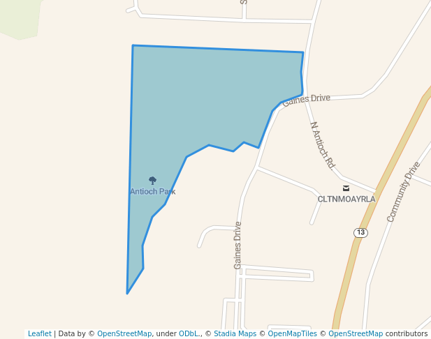 walking in Antioch Park map in Clinton