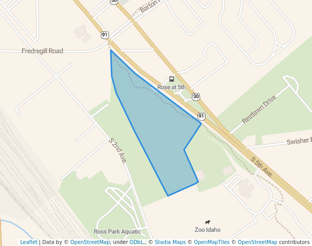 walking in Upper Ross Park map in Pocatello