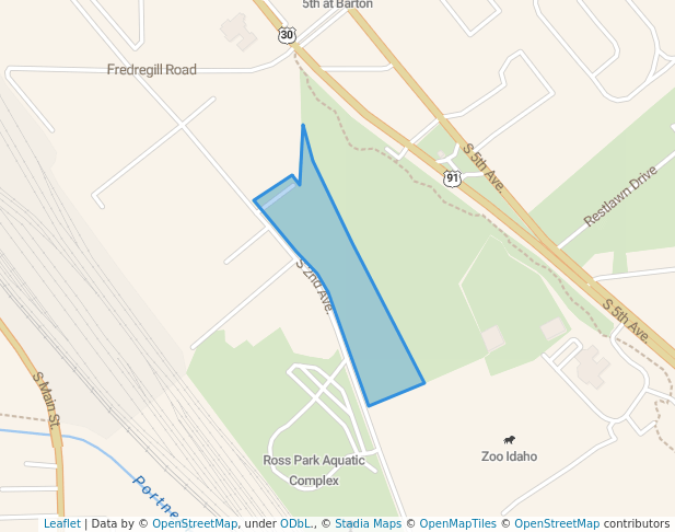 walking in Lower Ross Park map in Pocatello