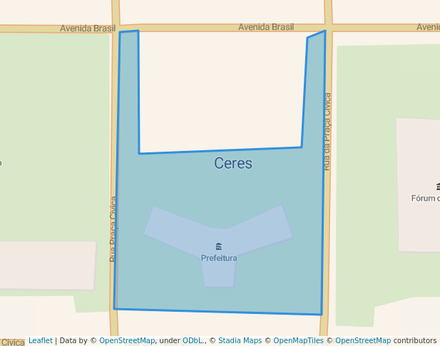 Praça da prefeitura de Ceres in Ceres | Map and Routes