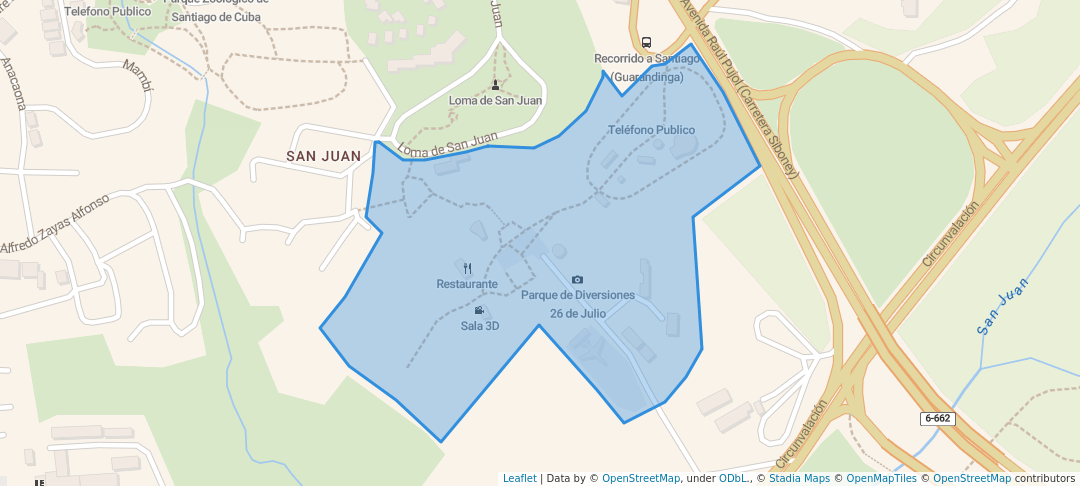 walking in Parque de Diversiones "26 de Julio" map in Santiago de Cuba