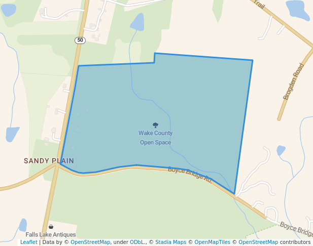 walking in Wake County Open Space map in Creedmoor