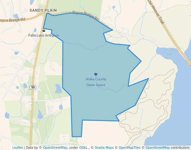 walking in Wake County Open Space map in Creedmoor