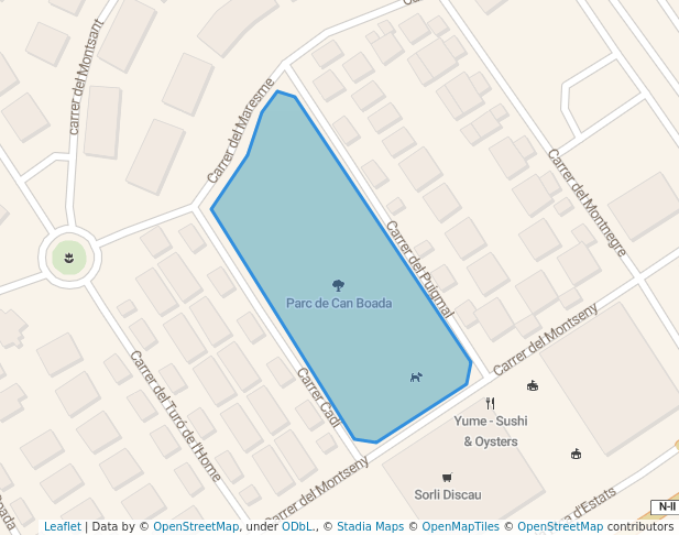 walking in Parc de Can Boada map in Sant Vicenç de Montalt
