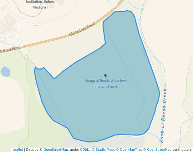 walking in Knapp of Reeds Waterfowl Impoundment map in Butner