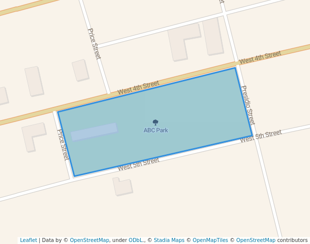 walking in ABC Park map in Big Spring