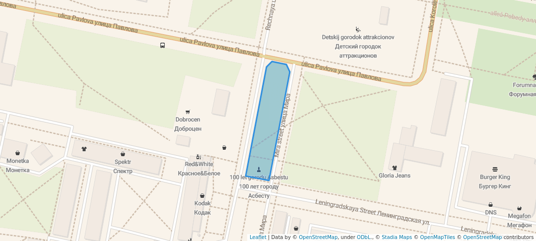 walking in Аллея на улице Мира map in Asbest