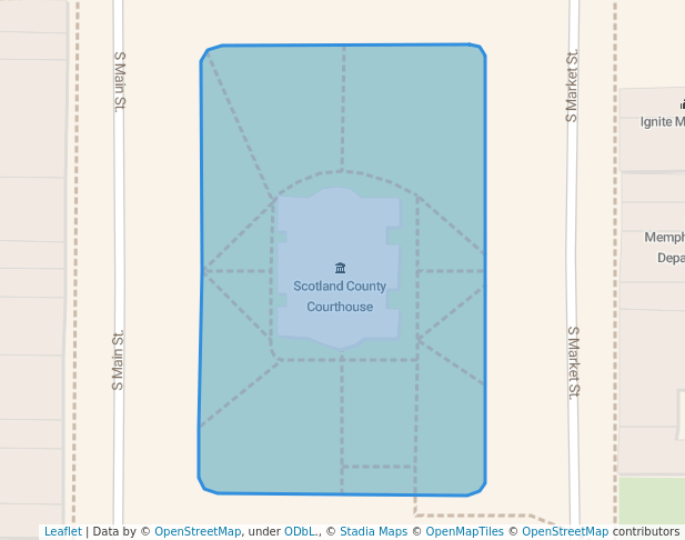 walking in Scotland County Court Yard map in Memphis