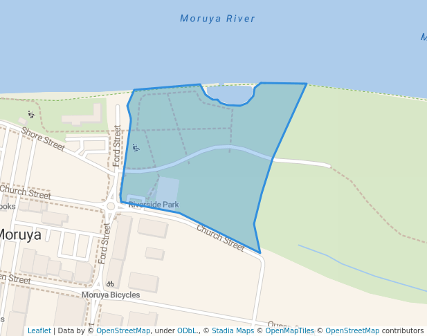 walking in Riverside Park map in Moruya