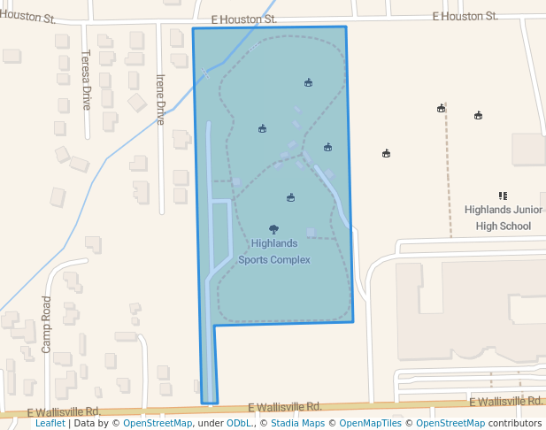 walking in Highlands Sports Complex map in Highlands