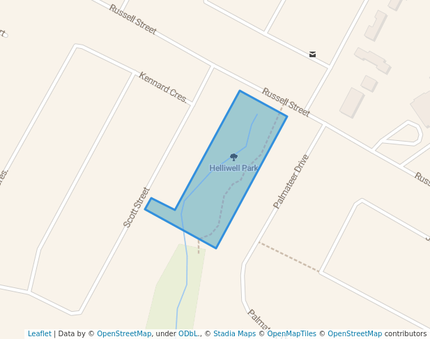 walking in Helliwell Park map in Kincardine