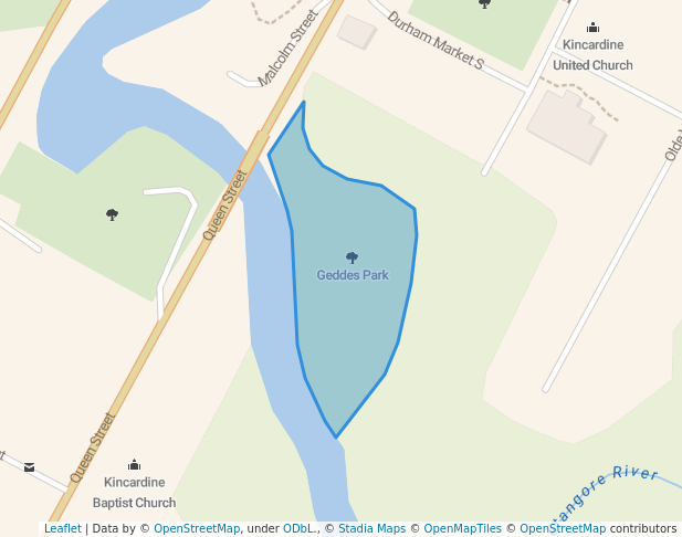 walking in Geddes Park map in Kincardine