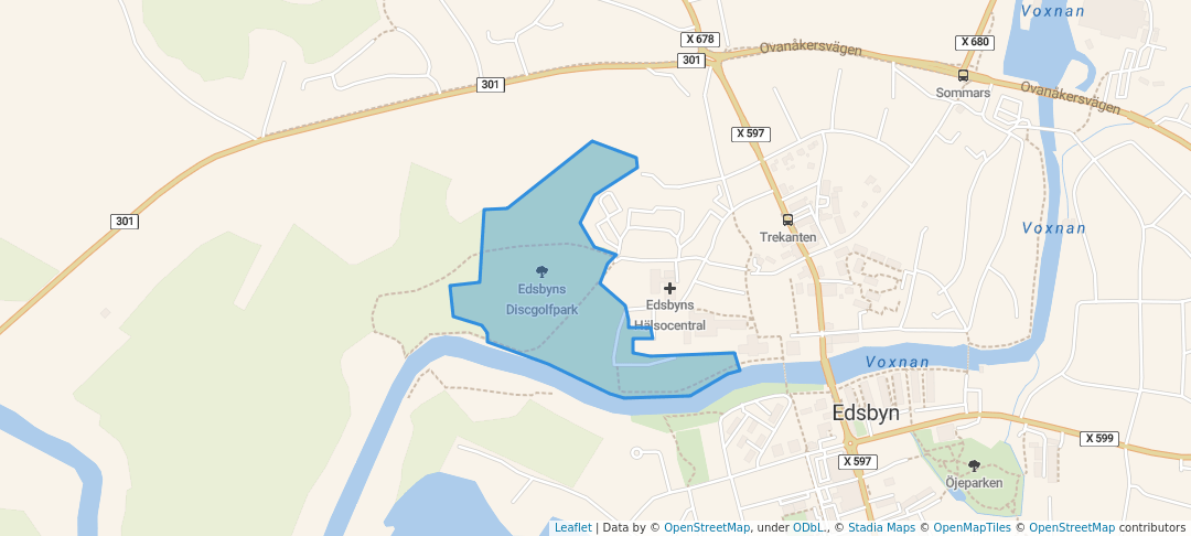 walking in Edsbyns Discgolfpark map in Edsbyn