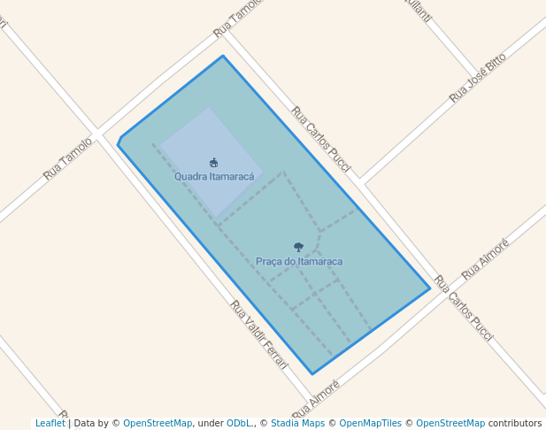 walking in Praça do Itamaraca map in Indaiatuba