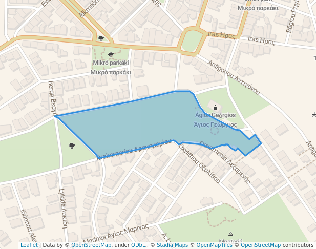 walking in Πάρκο Αγίου Σπυρίδωνα map in Chalkida