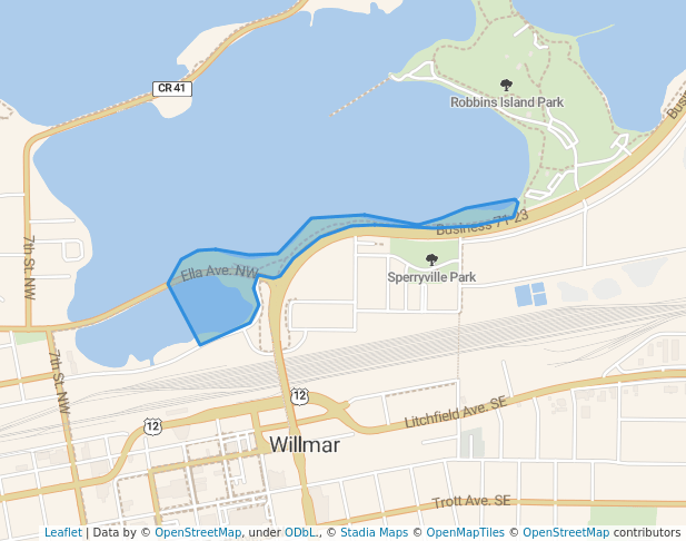 walking in Thompson Park map in Willmar