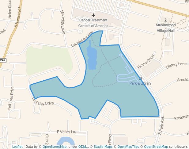 walking in Rahlfs Woods Park map in Streamwood