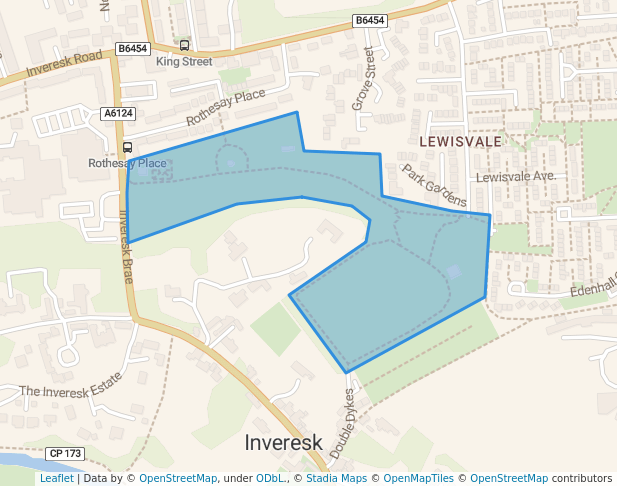 walking in Lewisvale Park map in Inveresk