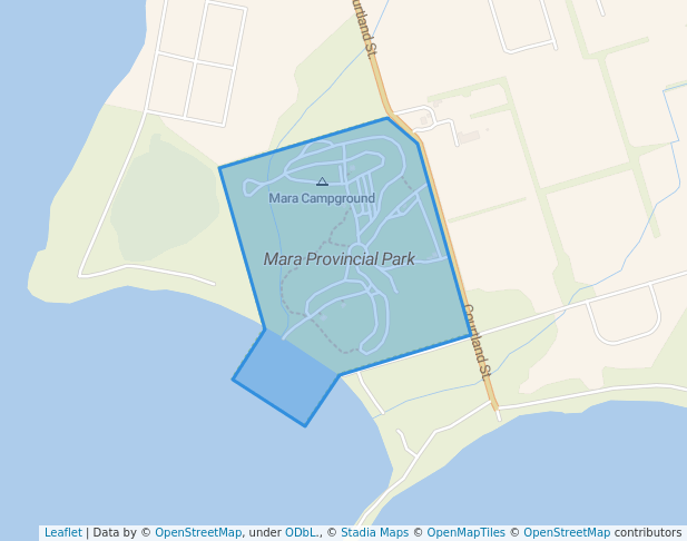 walking in Mara Provincial Park map in Longford Mills