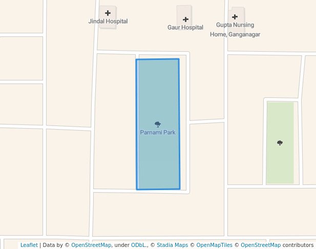 walking in Parnami Park map in Sri Ganganagar