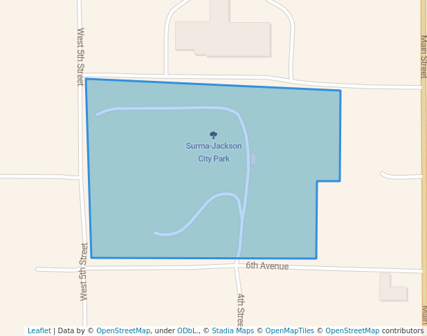 walking in Surma-Jackson City Park map in Waubay