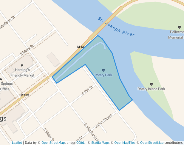 walking in Rotary Park map in Berrien Springs