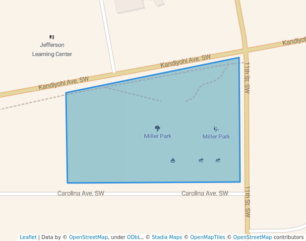 walking in Miller Park map in Willmar