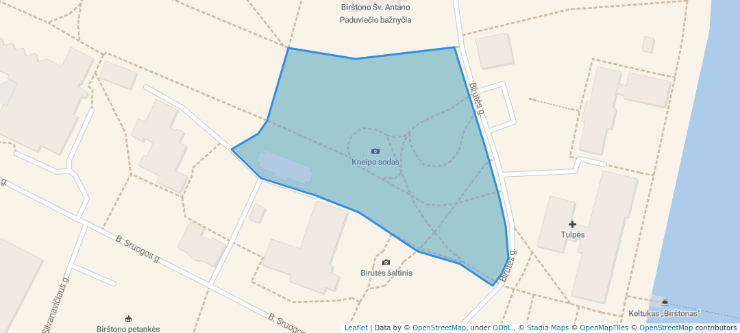 walking in Kneipo parkas map in Birštonas