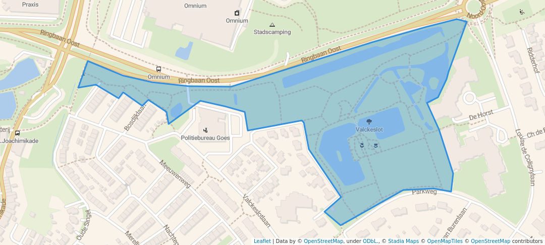walking in Valckeslot map in Goes
