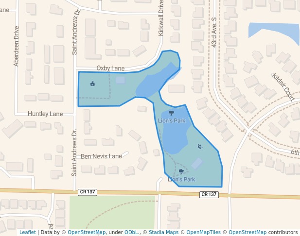 walking in Lion's Park map in St. Cloud