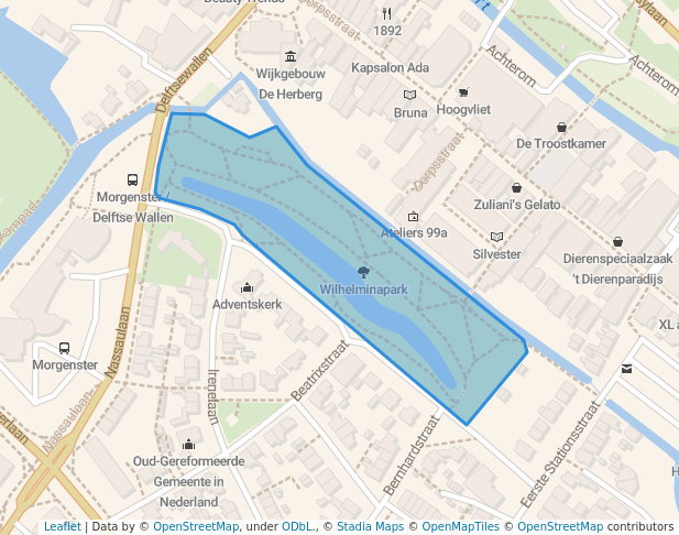 walking in Wilhelminapark map in Zoetermeer