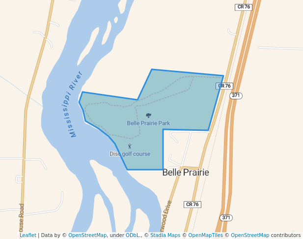 walking in Belle Prairie Park map in Little Falls