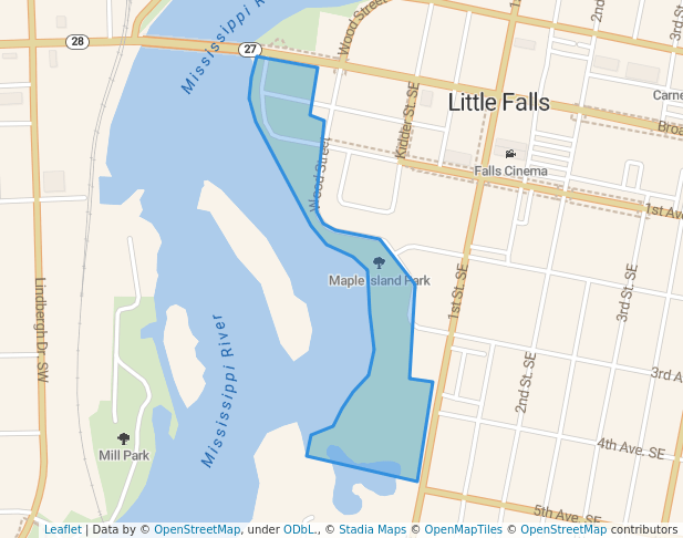 walking in Maple Island Park map in Little Falls