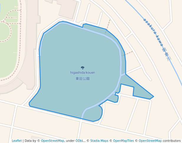walking in 東田公園 map in Toyohashi