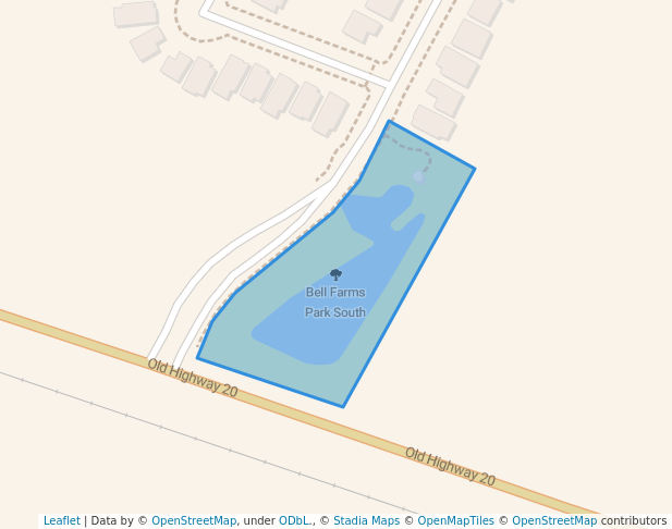 walking in Bell Farms Park South map in Manor