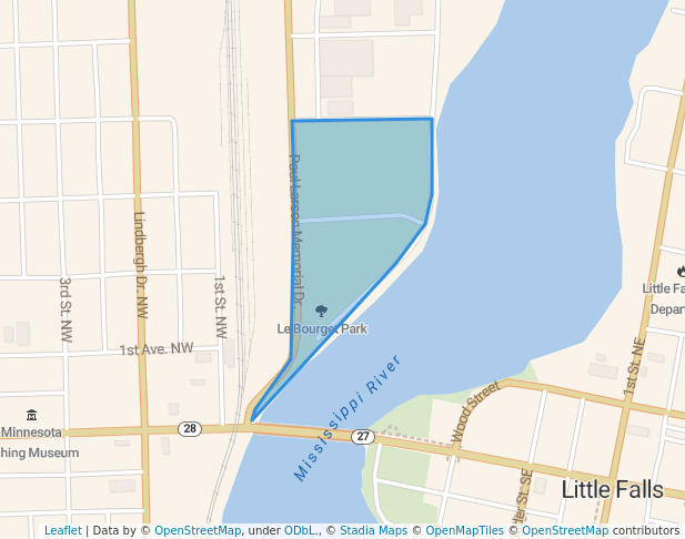 walking in Le Bourget Park map in Little Falls