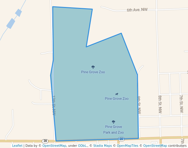 walking in Pine Grove Zoo map in Little Falls