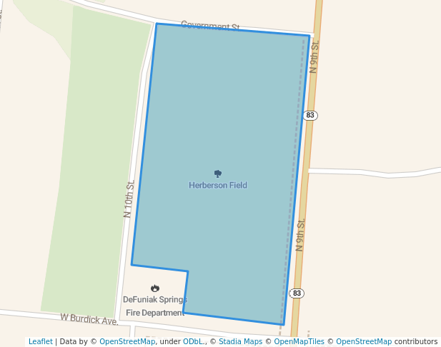 walking in Harberson Field map in DeFuniak Springs