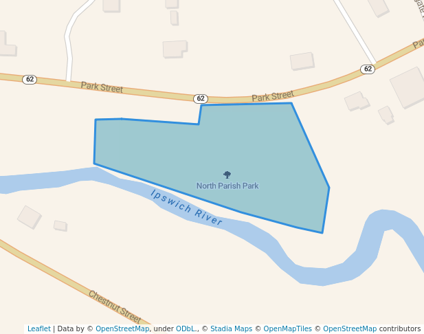 walking in North Parish Park map in North Reading